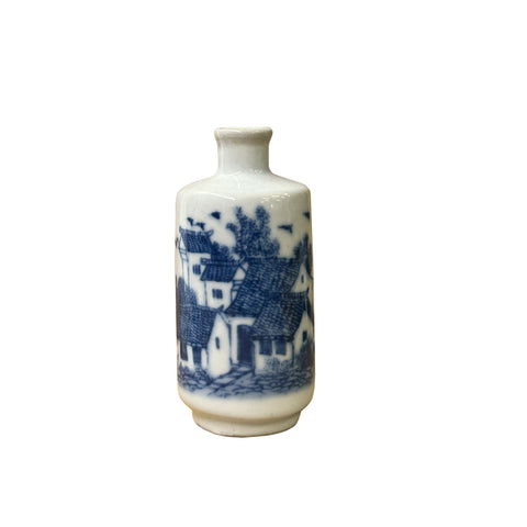 Small Blue White Handpaint Scenery Graphic Porcelain Vase ws5044S