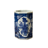 4" Small Octagonal Blue White Flower Vases Graphic Porcelain Art Vase ws5049S