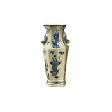 Vintage Rhombus Shape Blue White Eight Immortal Graphic Porcelain Vase ws5052S