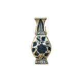 Small Distressed Finish Pear Shape Blue White Graphic Porcelain Vase ws5055S