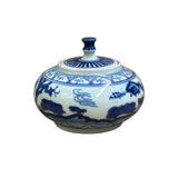 Tiny Small Blue White Oriental Graphic Porcelain Jar ws5056S