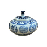 Tiny Small Blue White Oriental Graphic Porcelain Jar ws5057S