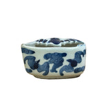 Tiny Small Blue White Oriental Bats Graphic Porcelain Container ws5059S