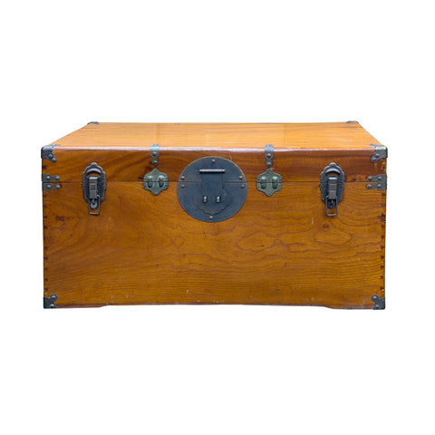 Vintage Oriental Wood Rectangular MoonFace Hardware Trunk Table ws5067S