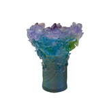 Purple Blue Green Crystal Glass Orchid Blossom Vase Display Art ws5075S