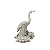Vintage Off White Porcelain Crane on Dragon Turtle Fengshui Figure ws5079S