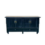 Vintage Distressed Black Hardware Credenza Console Sideboard Cabinet ws5083S