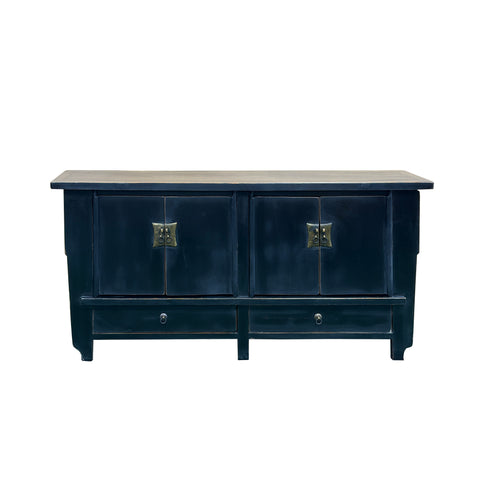 Vintage Distressed Black Hardware Credenza Console Sideboard Cabinet ws5083S