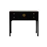 Black 4 Drawers Moon Face Slim Narrow Foyer Console Side Table ws5084S
