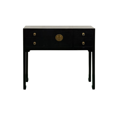 Black 4 Drawers Moon Face Slim Narrow Foyer Console Side Table ws5084S