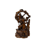 Legendary Sage Damo Bodhidharma on Pine with Crane Wood Art Figure ws5087S