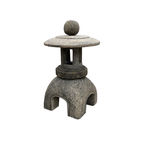 Zen stone lantern - oriental garden lamp statue - round stone lantern 