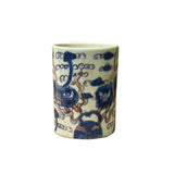 Vintage Blue Red White Foo Dogs Porcelain Small Brush Pot Vase ws5037S