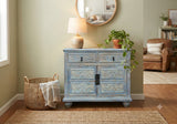 Oriental Floral Shabby Chic Rustic Light Blue High Credenza Cabinet cs1158S