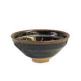 Chinese Ware Brown Black Glaze Characters Ceramic Bowl Cup Display ws3321S