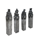Chinese Set Gray Black Stone Fengshui Four Symbols Slim Pole Statue cs7648S