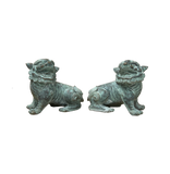 Pair Chinese Rustic Oxidized Patina Fengshui FoDog Metal Figure GB010S