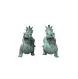 Pair Chinese Rustic Oxidized Patina Fengshui Pixiu Metal Figure GB011S