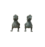 Pair Chinese Rustic Oxidized Patina Fengshui Pixiu Metal Figure GB012S