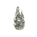 Chinese Handcrafted GuanYin Bodhisattva on Dragon White Porcelain Statue GB016S