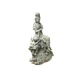 Chinese Handcrafted GuanYin Bodhisattva on Dragon White Porcelain Statue GB017S