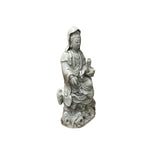 Chinese Handcrafted GuanYin Bodhisattva Crackle Off White Porcelain Statue GB019S