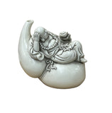 Oriental Distressed White Happy Laughing Buddha Gourd Porcelain Figure GB021S