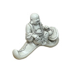 Oriental White Happy Laughing Buddha Ru Yi Porcelain Figure GB023S
