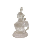 White Crystal Glass Liuli Pate-de-Verre Kwan Yin Bodhisattva on Elephant Statue GB025S