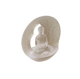 White Crystal Glass Liuli Pate-de-Verre Arch Backdrop Buddha Statue GB027S