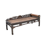 Vintage Chinese Fujian Chinoiserie Style Motif Carving Day Bed Chaise Bench GB030S