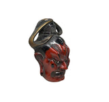 Vintage Asian Black Red Lacquer Demon Guardian Wood Mask Display Art GB051S