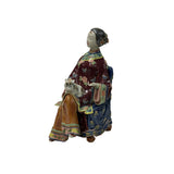 Chinese Porcelain Qing Style Dressing Holding Cat Lady Figure GB052S