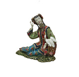 Chinese Porcelain Qing Style Dressing White Crane Lady Figure GB056S