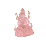 4" Pink Crystal Glass Tibetan Fortune Double Body Deity Zambala Figure GB057S