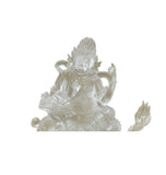 4" White Crystal Glass Tibetan Fortune Double Body Deity Zambala Figure GB059S