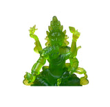 4" Green Crystal Glass Tibetan Fortune Double Body Deity Zambala Figure GB060S