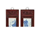 Set 4 Chinese Blue White Landscape Porcelain Painting Wall Panels GB076S
