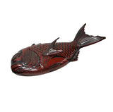 Vintage Asian Black Red Lacquer Fish Shape Storage Accent Box GB079S