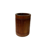 Chinese Bamboo Relief Graphic Motif Carving Brush Pen Holder Art GB086S