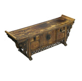 39" Distressed Vintage Chinese Carving Point Edge Chest Table Stand GB104S