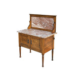 Vintage Medium Brown Rose Pink Marble Stone Top Washstand Side Table Credenza GB110S