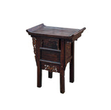 Vintage Chinese Oriental Brown Ru Yi Drawer Altar Foyer Side Table GB114S