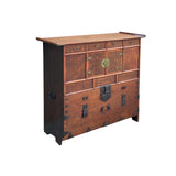 Oriental Brown Brass Hardware Drawers Accent Storage Cabinet GB115S