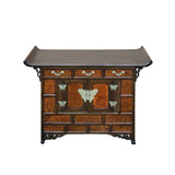 Oriental Two Brown Tone Butterflies Hardware  End Table Nightstand GB120S