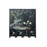 Chinese Black Base Color Flower Birds Graphic Floor Screen Divider GB121S