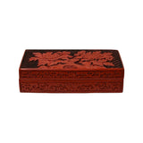 Hand Craft Vintage Chinese Red Lacquer Rectangular Floral Accent Box GB126S