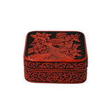 Handcrafted Vintage Chinese Red Lacquer Square Floral Accent Box GB128S