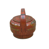 Vintage Oriental Brick Red Golden Graphic Stack Wedding Basket Display GB130S