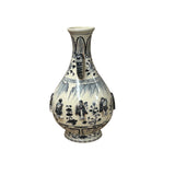 Oriental Cream White Color Blue Eight Immortal Theme Porcelain Vase Art GB134S